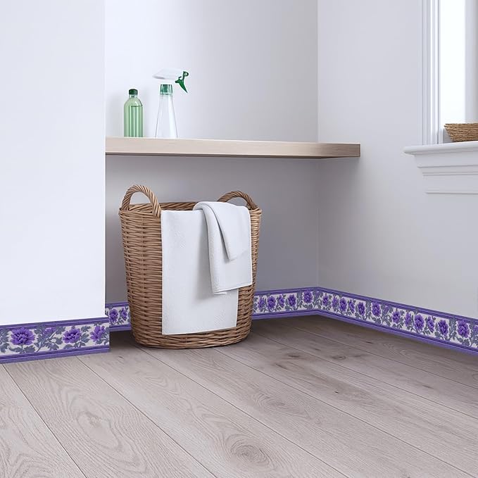 Purple Floral Wallpaper Border 196x4 Inch Peel and Stick Wall Border Self - Image 8