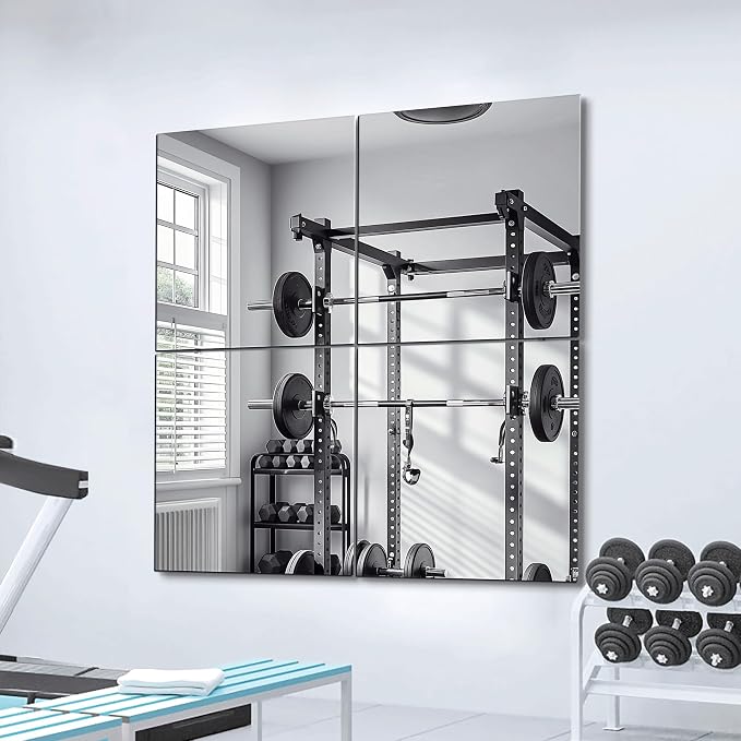 Delma Frameless Mirror Tiles 22"x22"x4 Pcs Wall Mounted, Shatter Resistant Full - Image 2