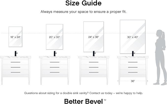 Better Bevel Frameless Rectangle Mirror, 22.5" x 34.5" Bathroom Wall Mirror - Image 9
