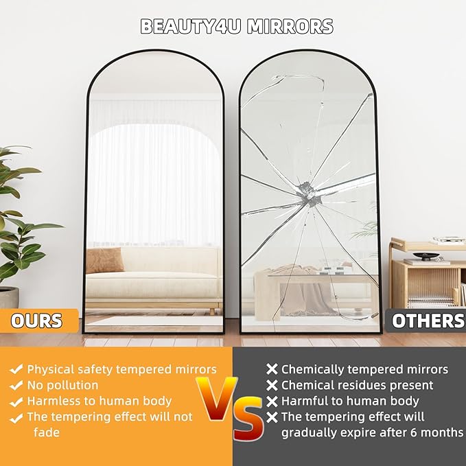 Beauty4U 79" x 39" Large Arched Full Length Mirror - Image 6