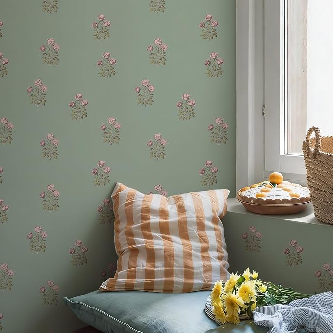 17.3" x 196.8" Vintage Floral Wallpaper Peel and Stick Boho Wallpaper Removable - Image 5
