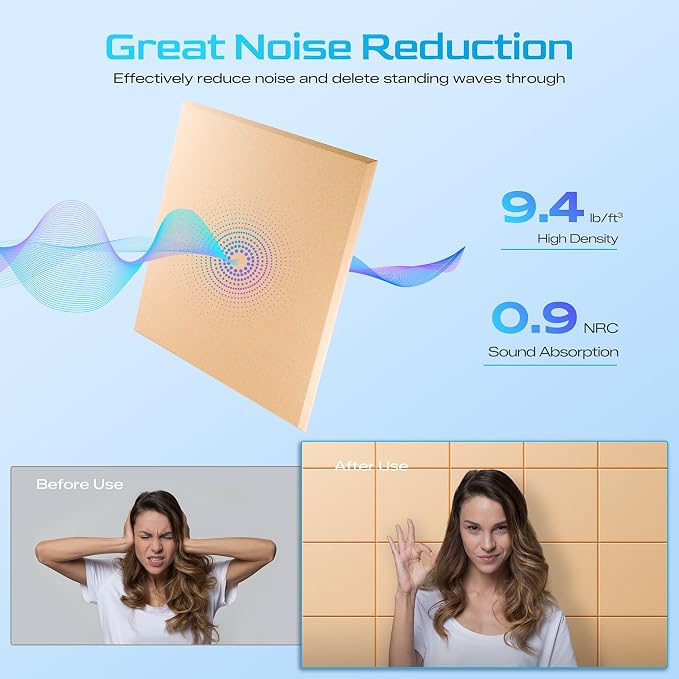 22 Pack Self-Adhesive Acoustic Panels, Soundproof Wall Panels - Image 3