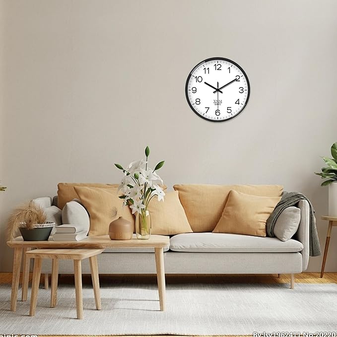 XNM Decorative Wall Clocks Battery Operated 14 Inch White Classic Wall Clock - Image 2