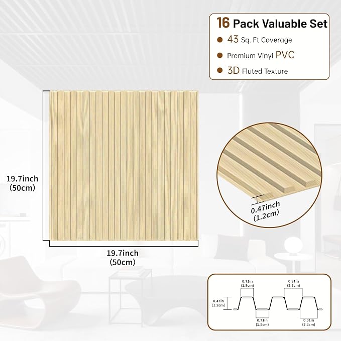 RITOLLO 16-Pack PVC Slat Wall Panels - Image 2