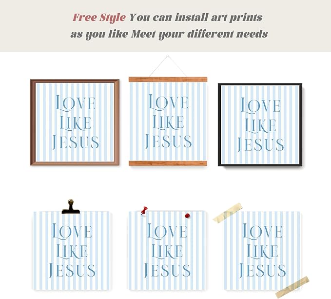 LARTSFRO Coquette Blue Bow Jesus Wall Art Decor Posters, Light Blue Bow - Image 4