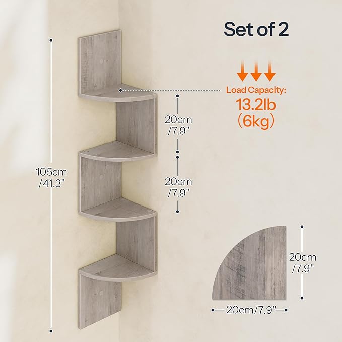 HOOBRO Corner Shelf Wall-Mounted, 4-Tier Corner Bookshelves - Image 3
