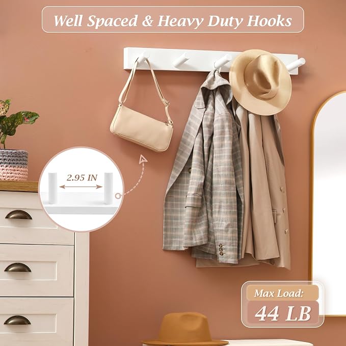 Coat Rack Wall Mount, Wooden Coat Hanger - Image 4