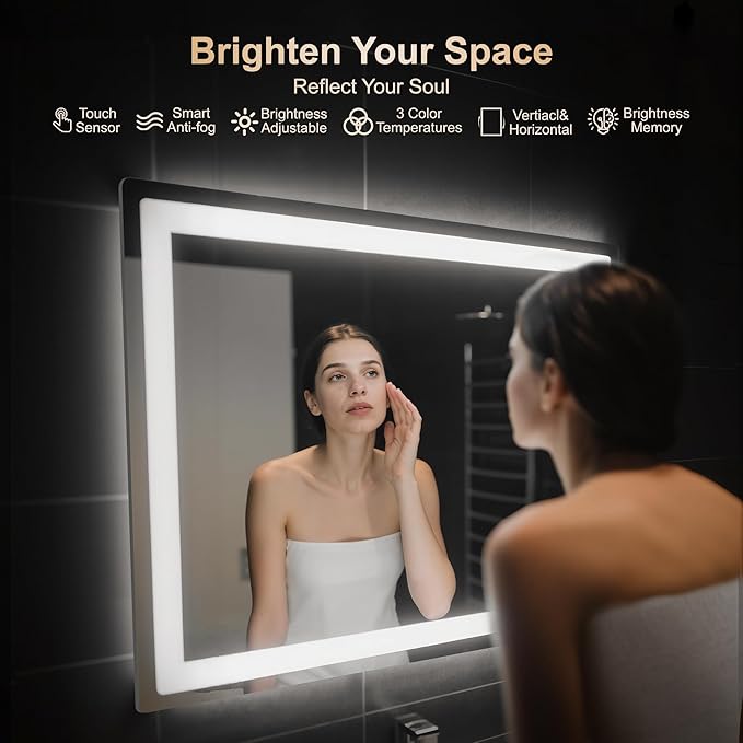 Delma LED Bathroom Mirror with Lights, 30x40 Vanity Mirror - Image 2