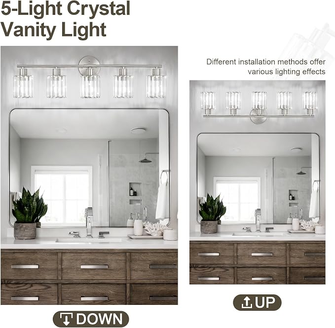 Crystal Bathroom Light Fixtures, Bathroom Lighting Fixtures Over Mirror - Image 5