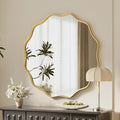 VooBang Gold Scalloped Circle Mirror, Hanging Leaning by VooBang