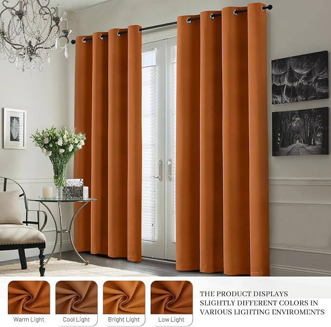 Yakamok 100% Blackout Curtain Panels 63 inches Cold and Light Blocking Drapes - Image 7