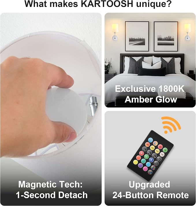 Battery Operated Wall Sconce Set of Two, Wireless Rechargeable Wall Light - Image 4