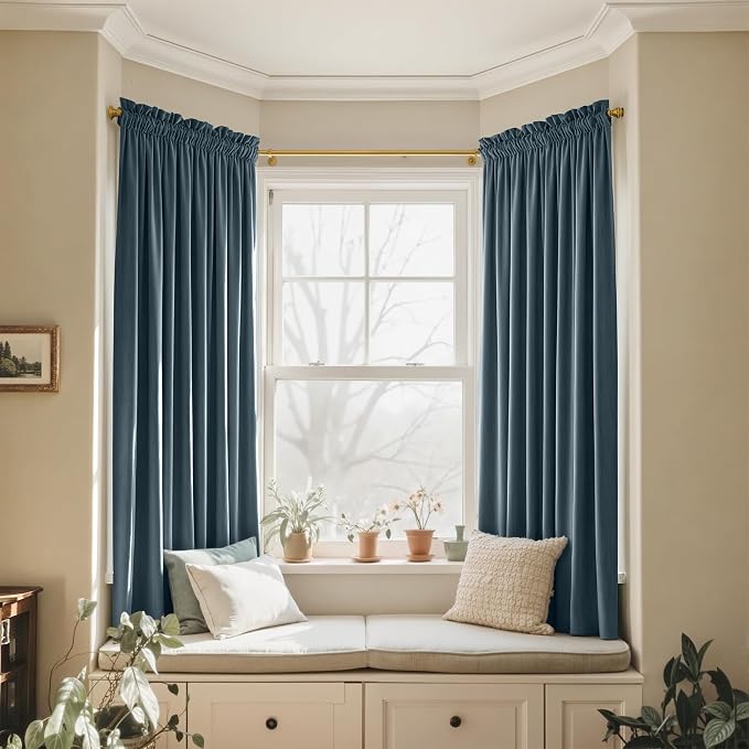 NICETOWN Slate Blue Blackout Velvet Curtains - Image 3