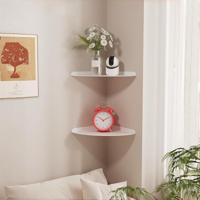 Small Floating Corner Shelves Metal Corner Wall Mounted Shelf Curved Corner - Image 3