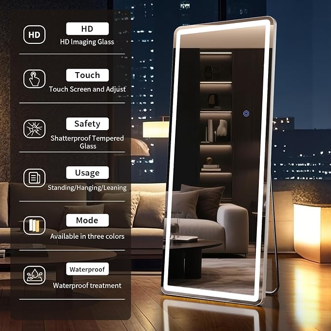 60"x16" LED Full Length Mirror – Standing Floor Mirror - Image 3