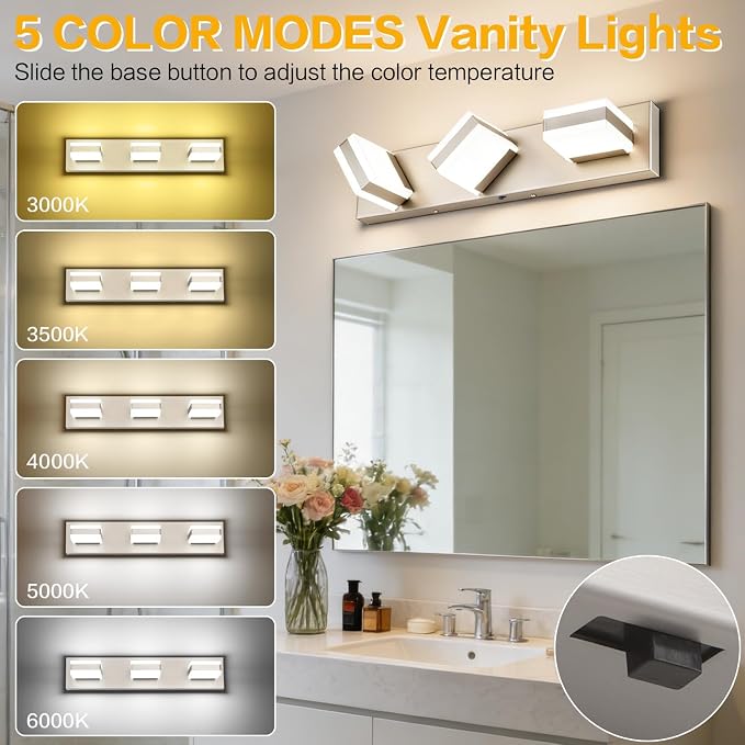 SOLFART Bathroom Light, 5 Color Temperature LED Bathroom Vanity Fixtures - Image 3