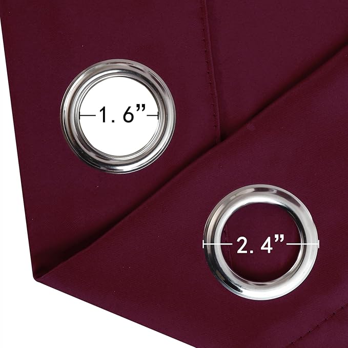 LEMOMO Blackout Curtains 66 x 72 Inch Long Burgundy Red Curtains Set of 2 - Image 5