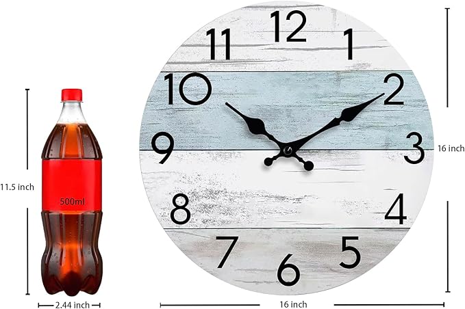 KECYET Wall Clock Silent Non-Ticking Wooden Clocks Battery Operated 16 Inch - Image 3