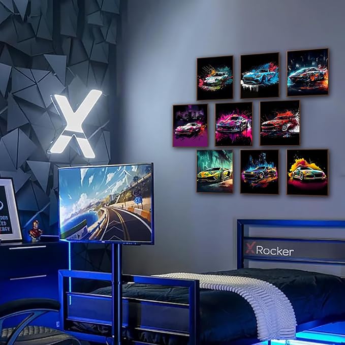tgguytiy 9pcs Car Wall Art Prints Racing Car Canvas Posters Fashion Wall Decor - Image 4