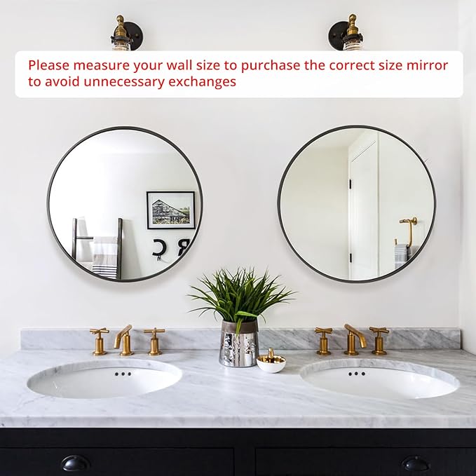 Fabuday Black Circle Mirror for Wall 20 inch - Image 2
