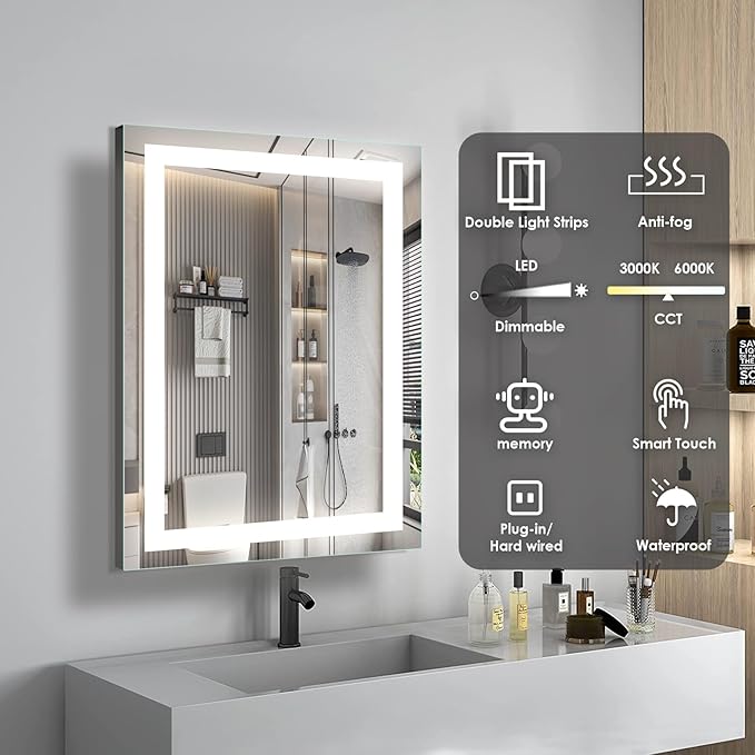 16×24 inches LED Bathroom Mirror, Bathroom Vanity Mirror - Image 2