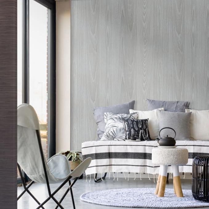 practicalWs Grey Wood Wallpaper 17.7''×787.4'' - Image 4