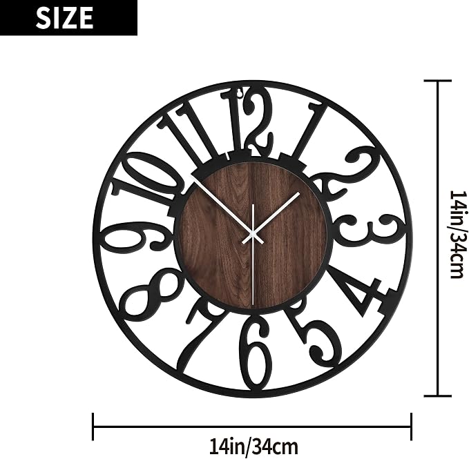 LEIKE Large Wall Clocks, Non Ticking, Battery Operated Small Vintage Round - Image 3