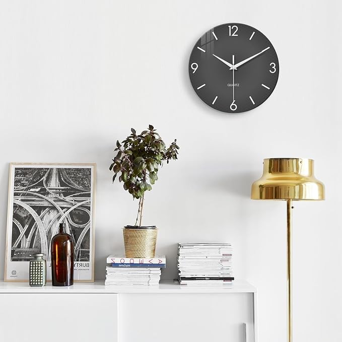 XFM Modern Wall Clock 20 Inch Large Grey Wall Clocks Battery Operated Gray - Image 4