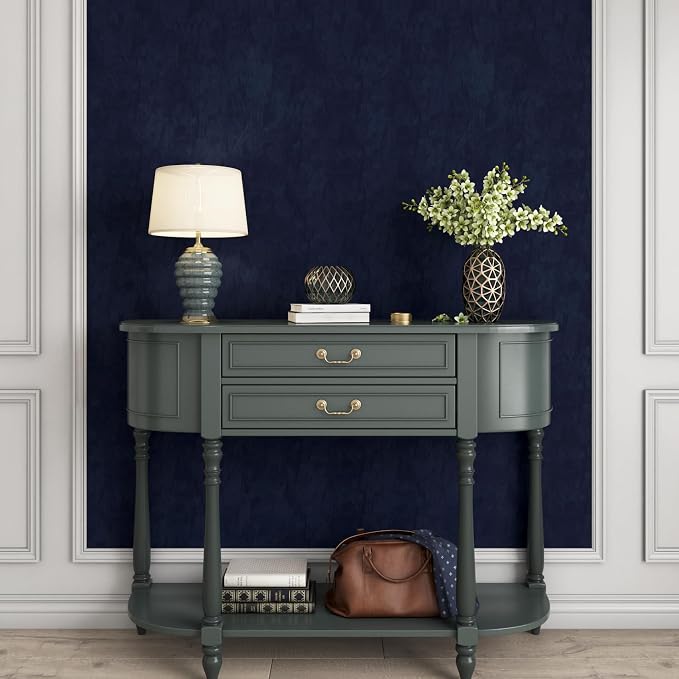 YENHOME 30"X393" Self Adhesive Blue Felt Fabric Wallpaper Peel and Stick Blue - Image 4