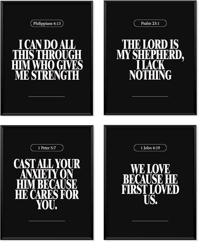 Locomiss Black Christian Wall Art Decor Posters, Minimalist Jesus Scripture by Unknown