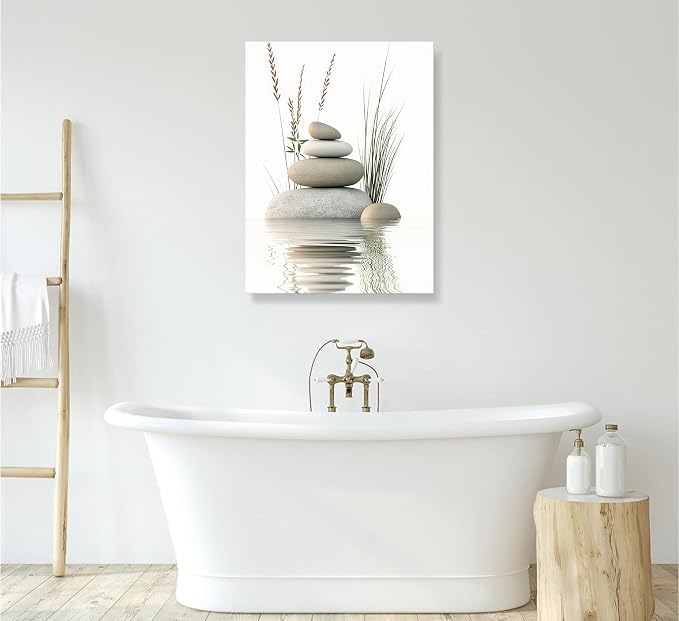 Zen Stone Canvas Wall Art Stacked Stones in Water Poster Print Tranquil Wild - Image 7