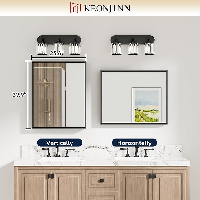 Keonjinn 24 x 30 Inch Brushed Nickel Bathroom Mirrors - Image 5