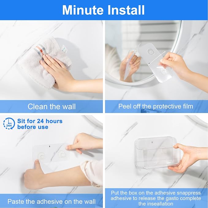 Diesisa 2pc Acrylic Wall Mount Organizer, Small Adhesive Clear Cabinet Door - Image 6
