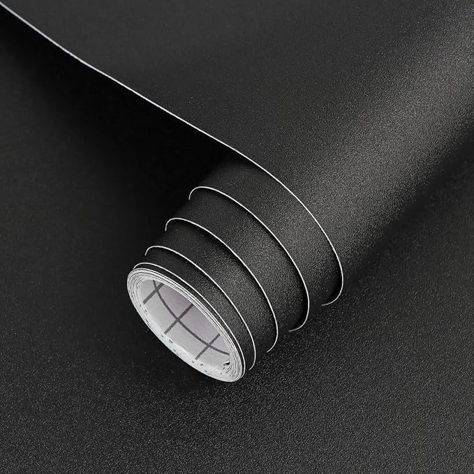 17"x120" Black Wallpaper Peel and Stick Contact Paper, Matte Black Wallpapers by ArthomeWALLDECOR