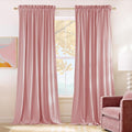 NICETOWN Pink Velvet Curtains 96 inch Length, Blush Pink Room Darkening Thermal by NICETOWN
