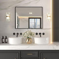 LOAAO 40"X32" Black Rectangle Bathroom Mirror Wall, Matte Black Aluminum Alloy by LOAAO