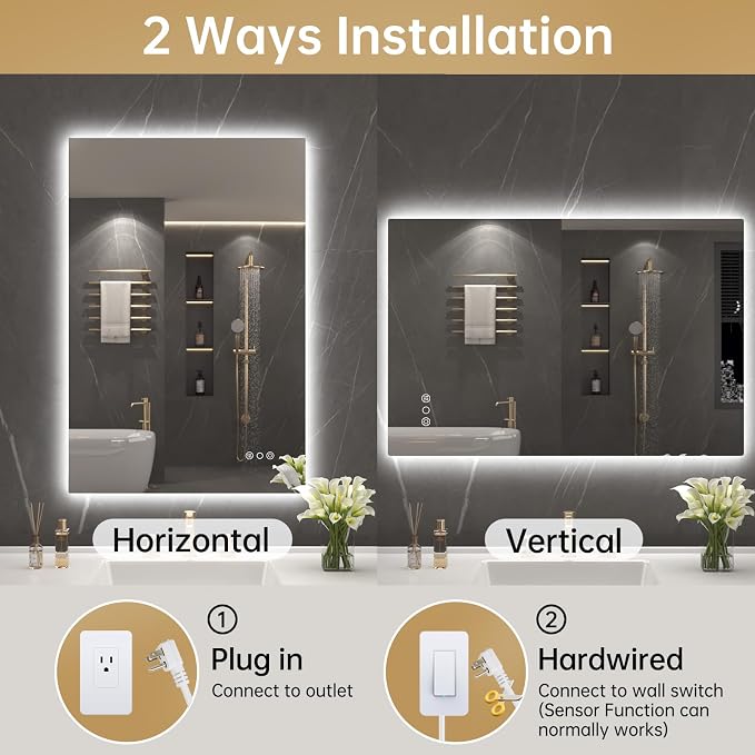 LOVESPEJO 24"x36" Backlit Mirror Bathroom, LED Bathroom Mirror - Image 8