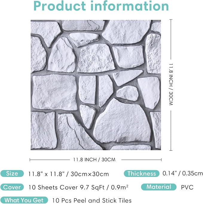 Commomy Peel and Stick Rock Wall Tiles - Image 7