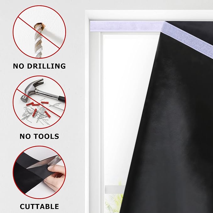 LazBlinds 100% Blackout Door Curtain, No Tools No Drill Cordless Blinds - Image 3