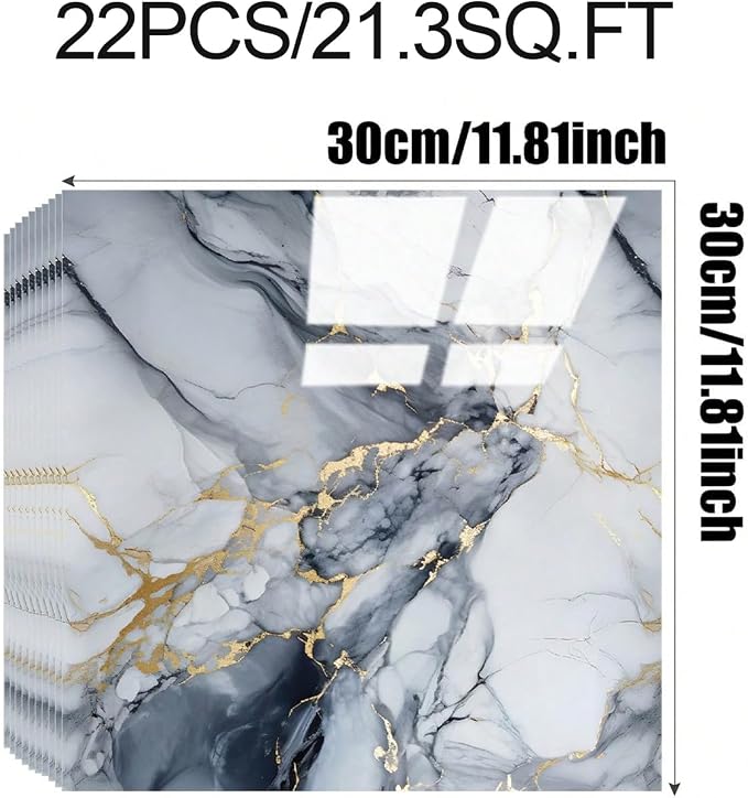 Chejiaye 22pcs Marble Peel and Stick Backsplash Surface Waterproof Wall Panels - Image 4