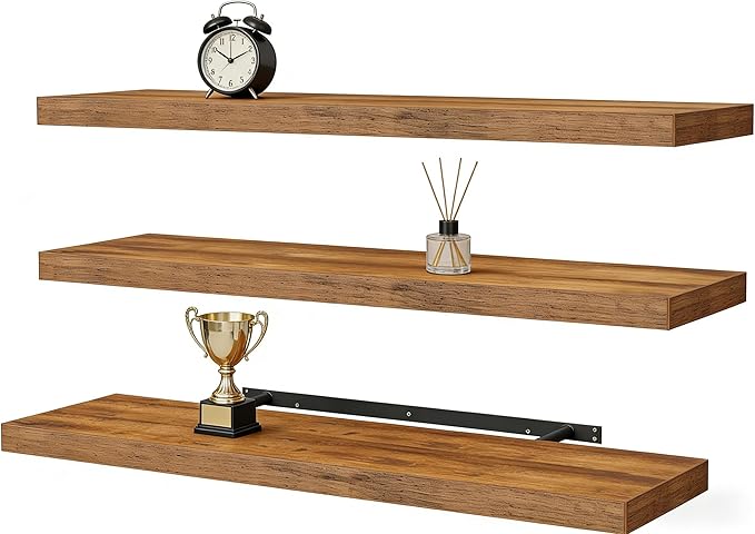 Vervida® Floating Shelves, 47.2 inch Wall Mounted Rustic Wood Shelves by Vervida