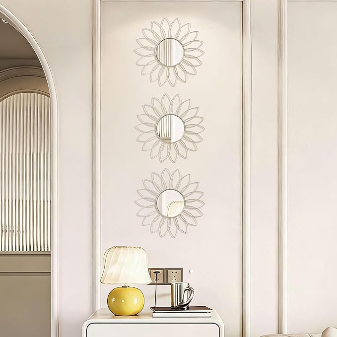 3 Pack Metal Mirrors for Wall Sunburst Wall Mirrors Home Décor Decorative - Image 7