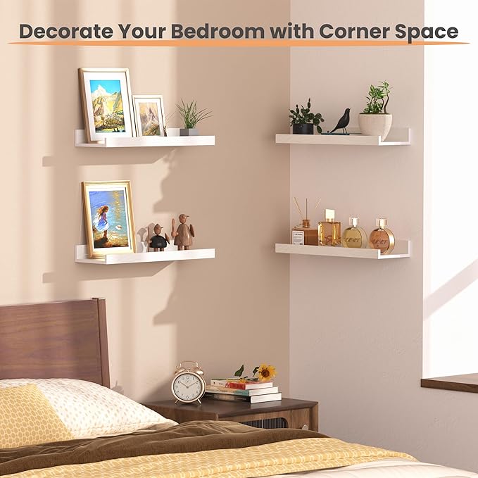 upsimples Floating Shelves for Wall, Wall Shelves for Decor Storage Set of 6 - Image 5