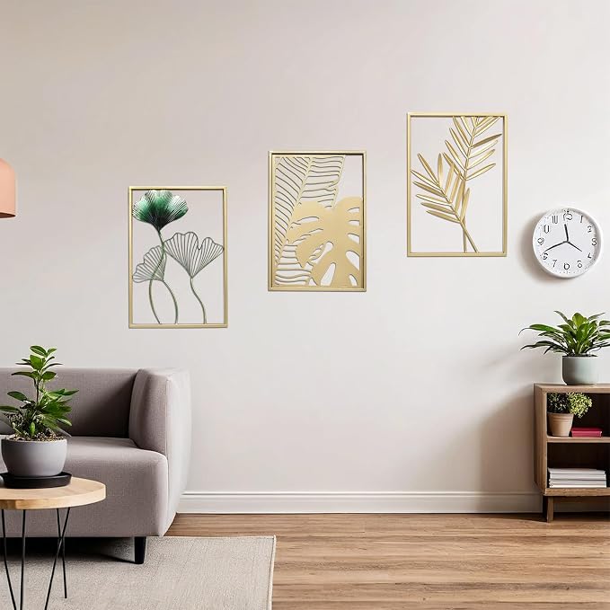 SwallowLiving Gold Wall Decor, 3 Pieces Metal Wall Art - Image 5