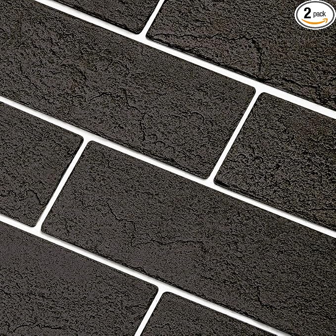 Old Town Black Faux Brick Wall Tiles, 3D Thin Brick Veneers by TORURAL