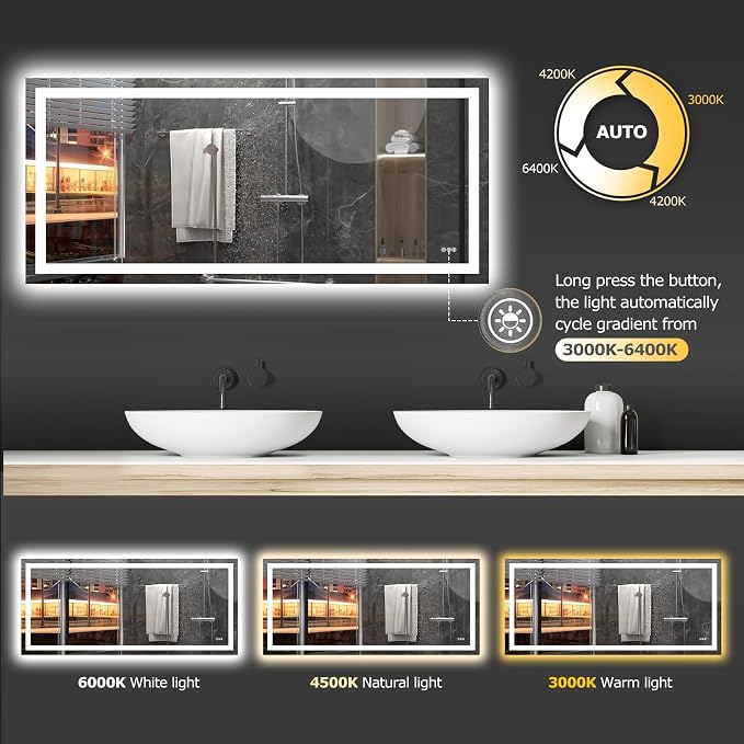 Hivone 72X32 LED Bathroom Mirror - Image 4