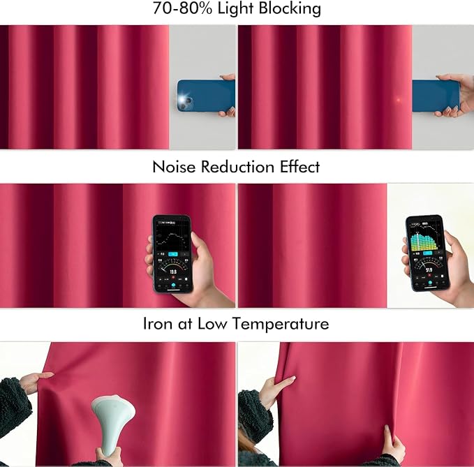 MIULEE Hot Pink Back Tab Blackout Curtains 120 Inch Long 2 Panels Set - Image 5