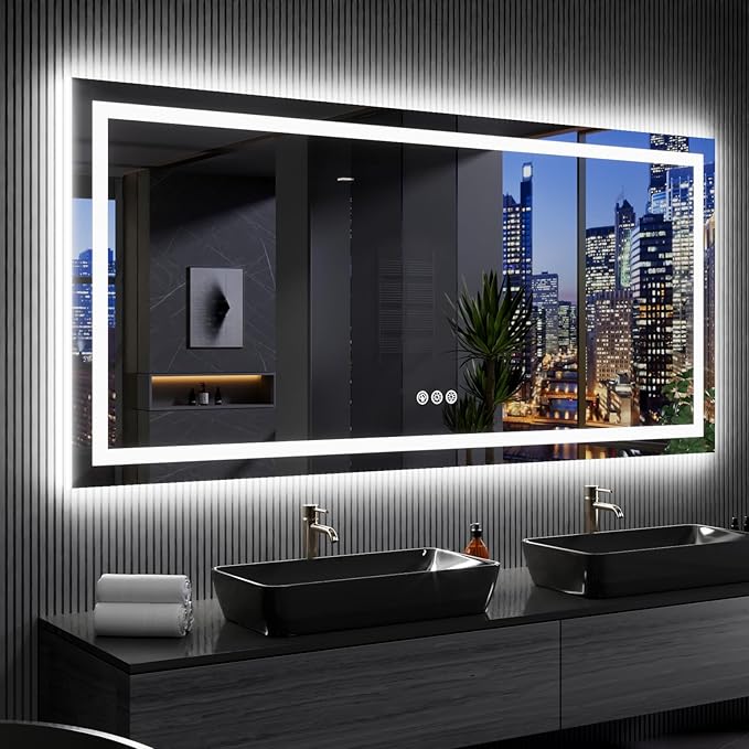 LOAAO 84X32 Inch RGB LED Bathroom Mirror by LOAAO