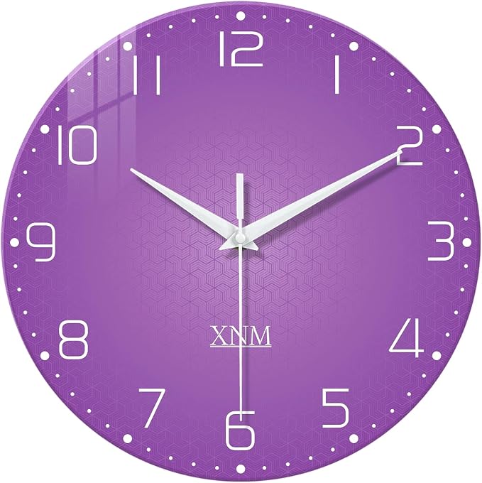 XNM Large Wall Clock for Girls Room 20 Inch Purple Clock Battery Operated Glass by XNMwallclock