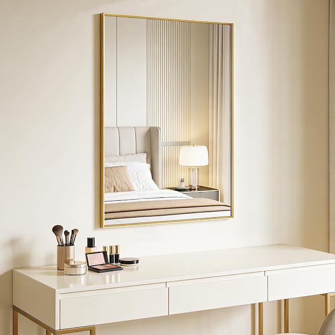 BOMINICA Brushed Gold Bathroom Mirror - Image 9